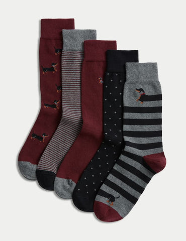 M&S COLLECTION
5pk Cool & Fresh™ Cotton Rich Dog Socks