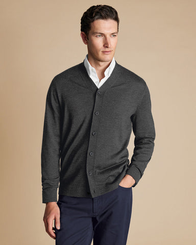 Charles Tyrwhitt Merino Cardigan - Grey