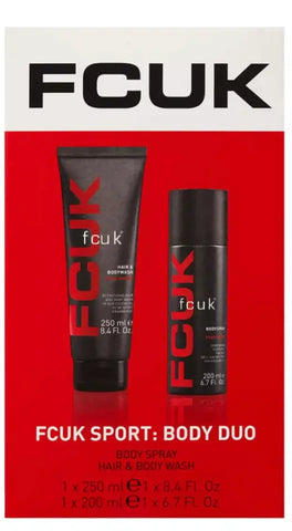 *NEW* FCUK Mens Sport Body Duo Gift Set -Body Spray, Hair & Body Wash