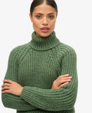 Slouchy Stitch Roll Neck Knit Colour: Dark Sage Marl