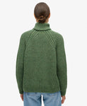 Slouchy Stitch Roll Neck Knit Colour: Dark Sage Marl