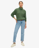 Slouchy Stitch Roll Neck Knit Colour: Dark Sage Marl