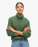 Slouchy Stitch Roll Neck Knit Colour: Dark Sage Marl