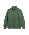 Slouchy Stitch Roll Neck Knit Colour: Dark Sage Marl