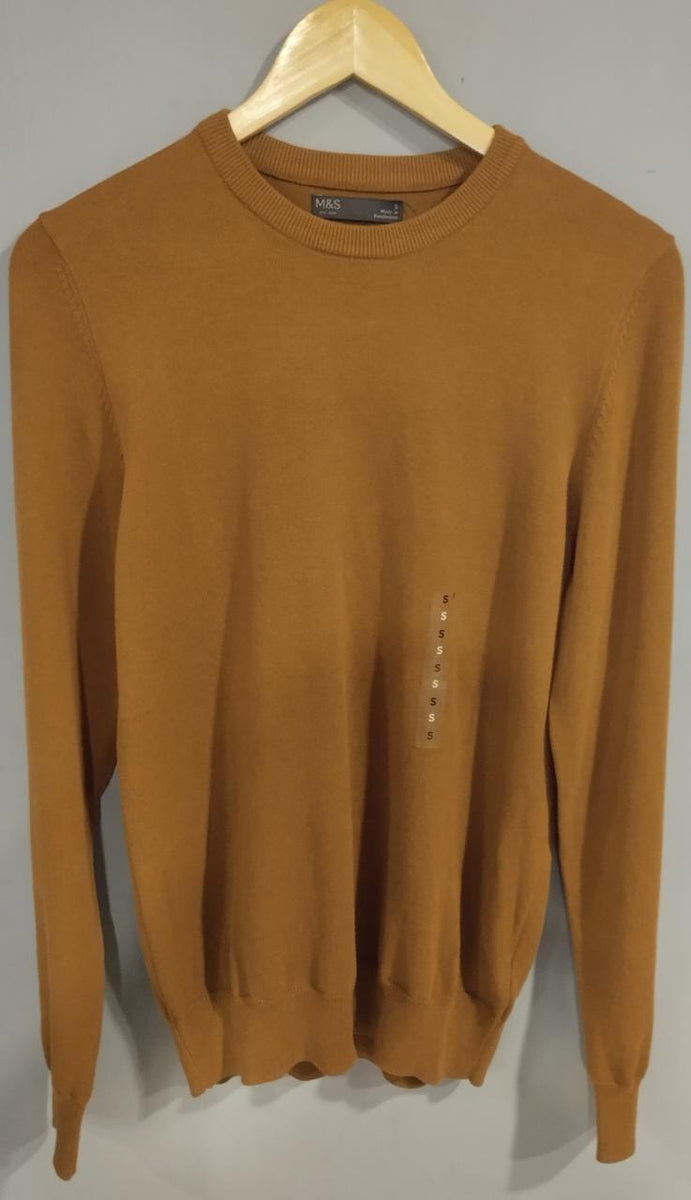 M&S Pure Cotton Crew Neck Sweater Tan – Brand Ministry